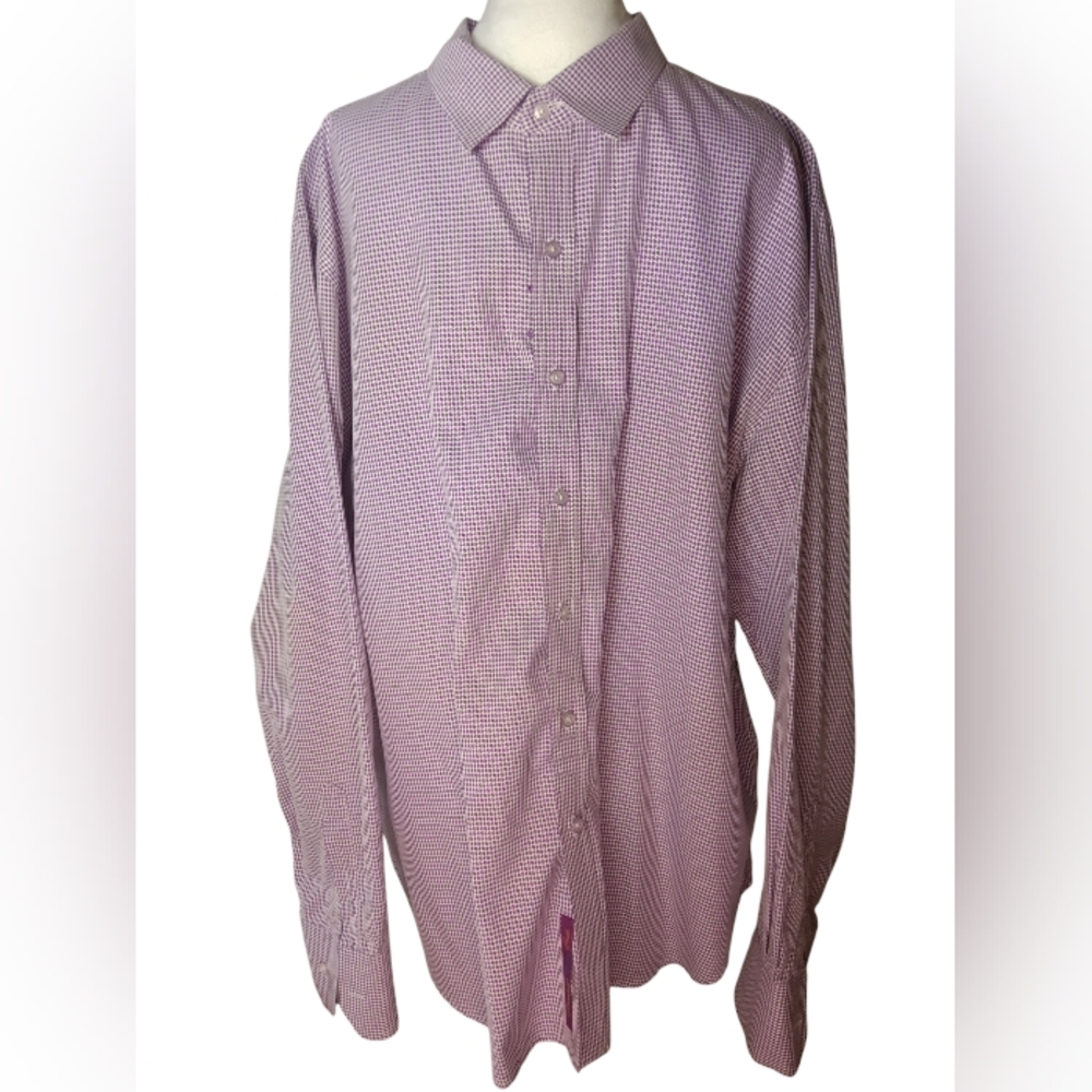 Robert Graham Houndstooth Long Sleeve Button Down Shirt Purple Classic Fit